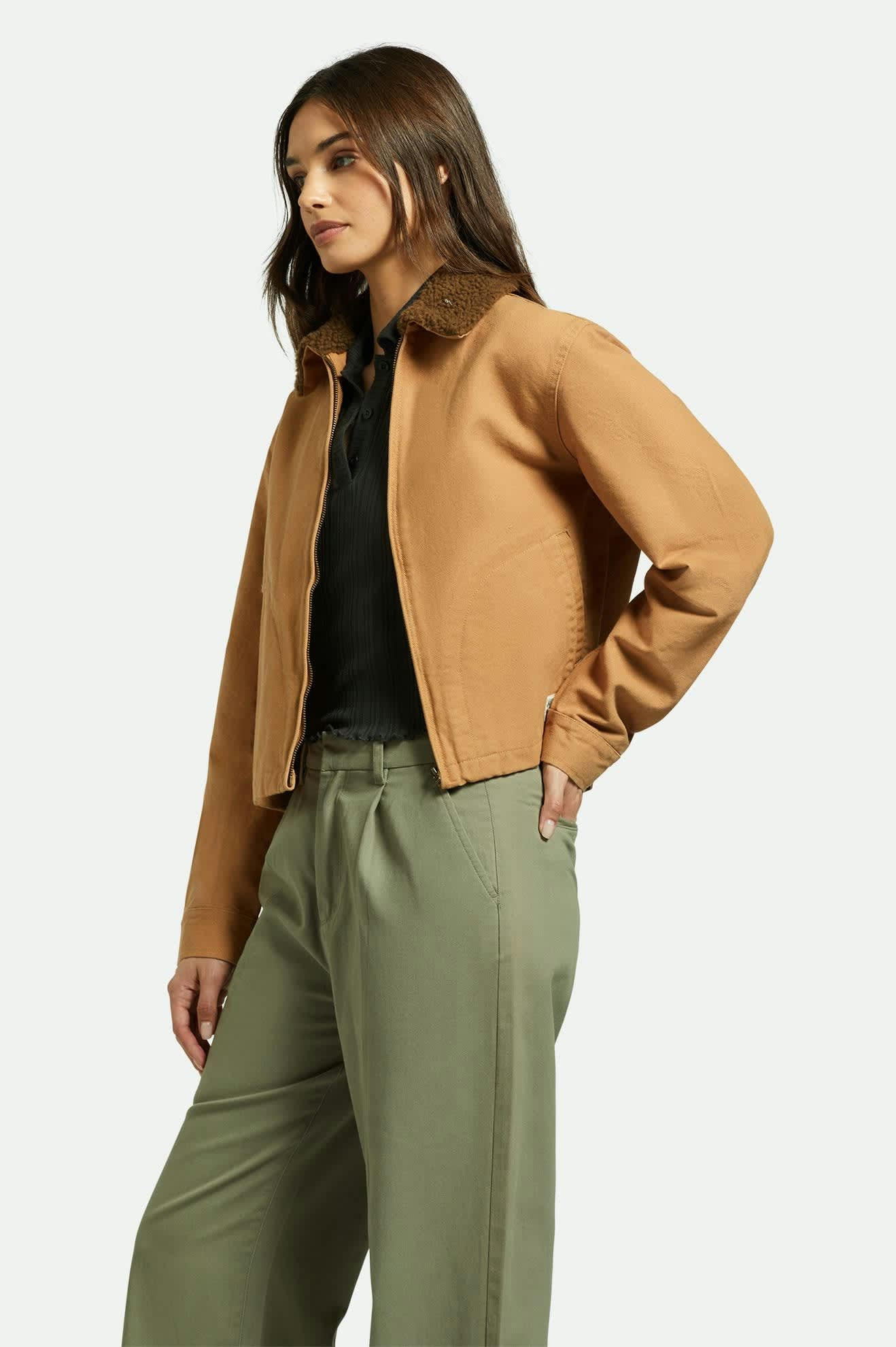 Mechanic Women's Garage Sherpa Zip Jacket - Tobacco Brown - Image 7